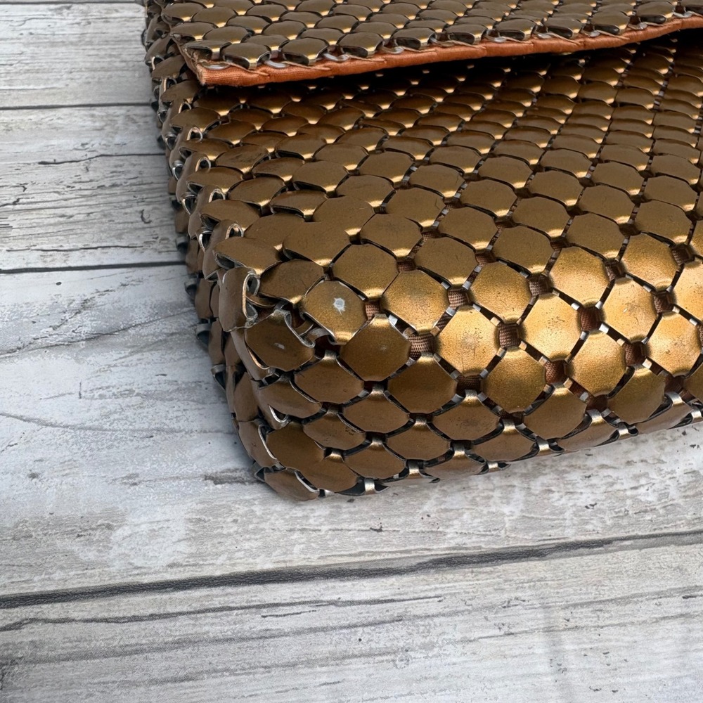 VTG Whiting & Davis Handbag Bronze Mesh Lucite Top Handle MCM Glamour Art Deco - Picture 8 of 15